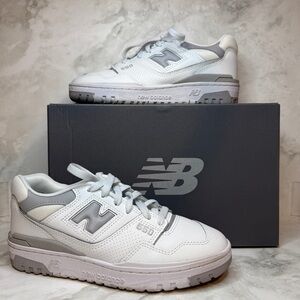 New Balance | 550 Sneakers | White & Grey Leather | Size M7 W8.5